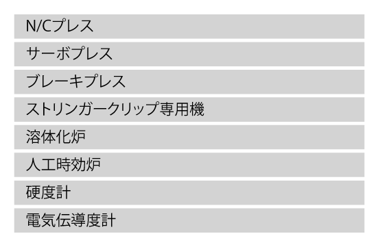 松阪工場の主要設備